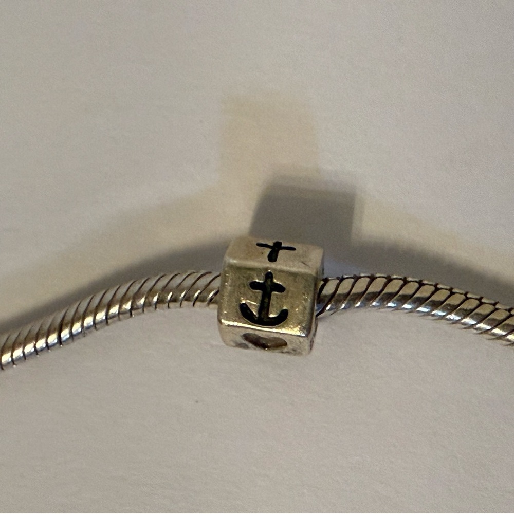 PANDORA 925 ALE STERLING SILVER CROSS HEART ANCHOR HEXAGON CHARM AUTHENTIC 2.3 g